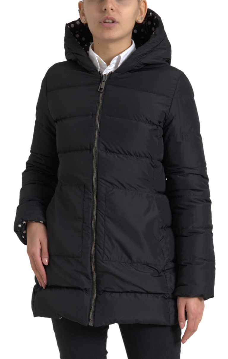 Dolce & Gabbana Black Polyester Reversible Jacket with Hood-4