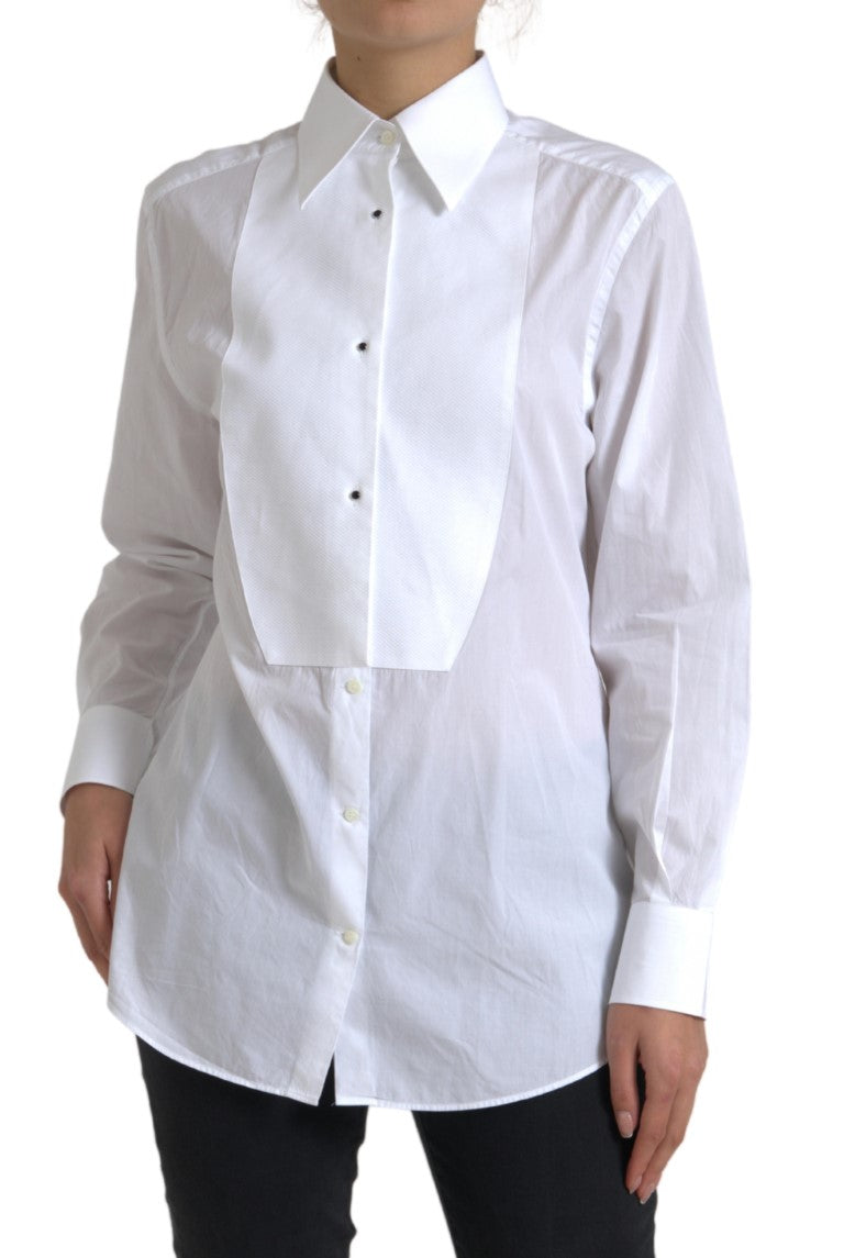 Dolce & Gabbana cotton shirt with collar and long sleeves, white-1