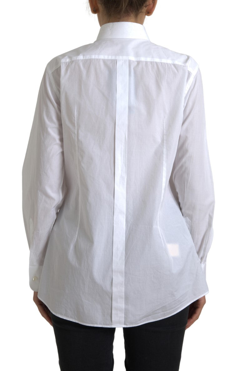 Dolce & Gabbana cotton shirt with collar and long sleeves, white-2