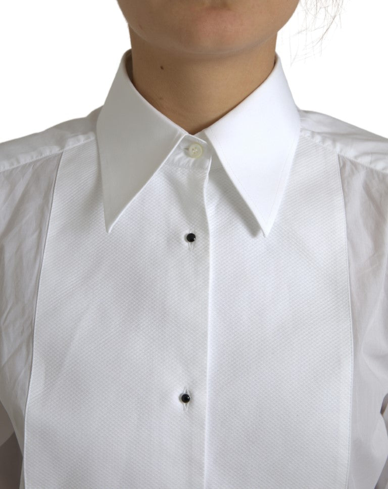 Dolce & Gabbana cotton shirt with collar and long sleeves, white-3