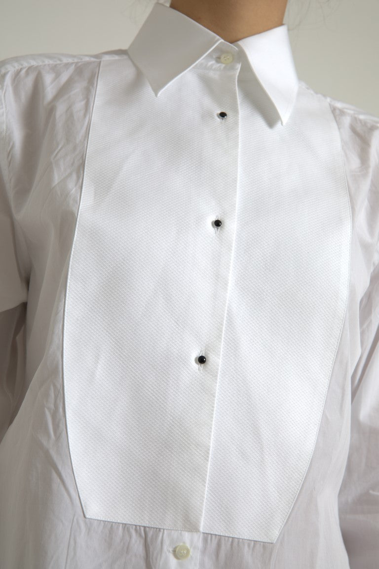 Dolce & Gabbana cotton shirt with collar and long sleeves, white-4