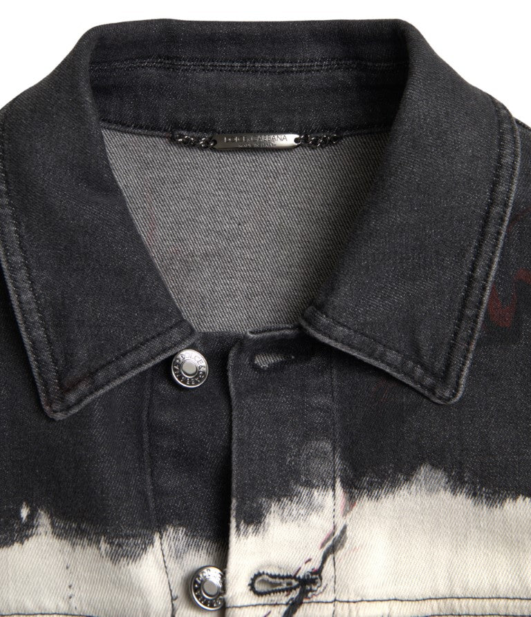 Dolce & Gabbana Multicolored denim jacket with cotton collar-3
