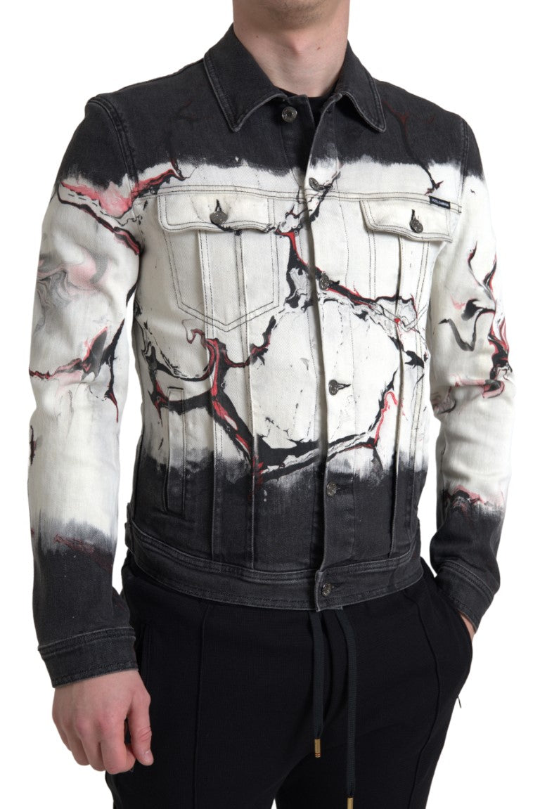 Dolce & Gabbana Multicolored denim jacket with cotton collar