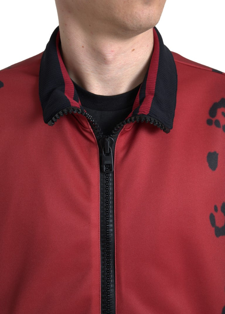 Dolce & Gabbana Red Leopard Polyester Bomber Jacket with Full Zip-3