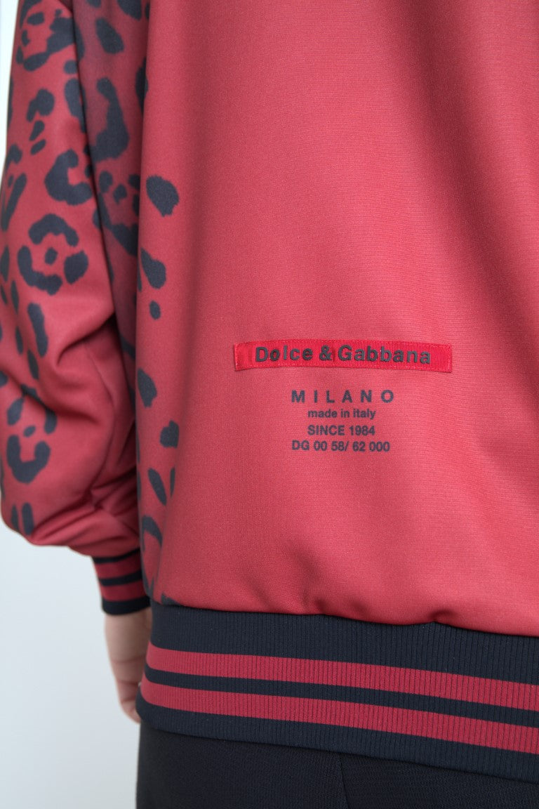 Dolce & Gabbana Red Leopard Polyester Bomber Jacket with Full Zip-5