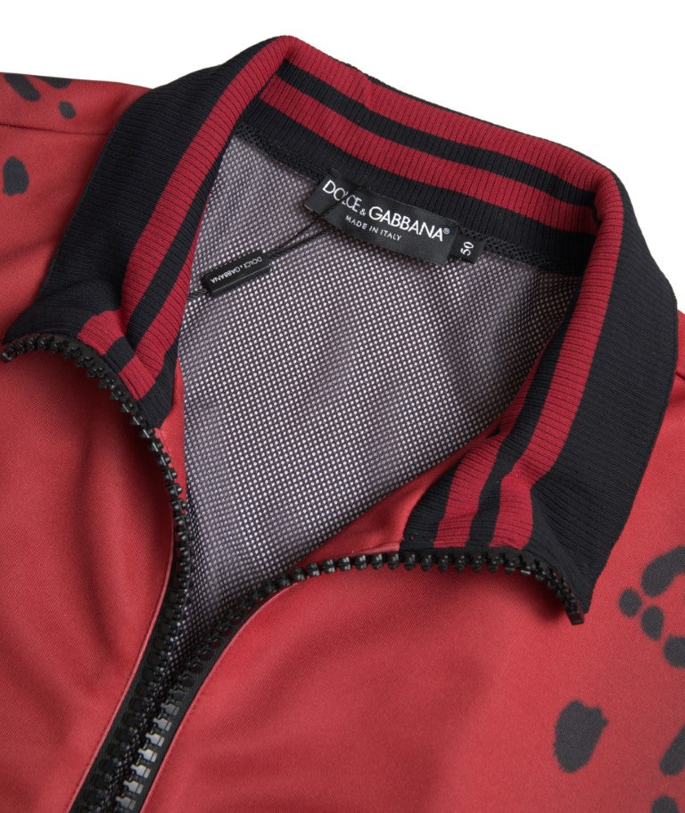 Dolce & Gabbana Red Leopard Polyester Bomber Jacket with Full Zip-7