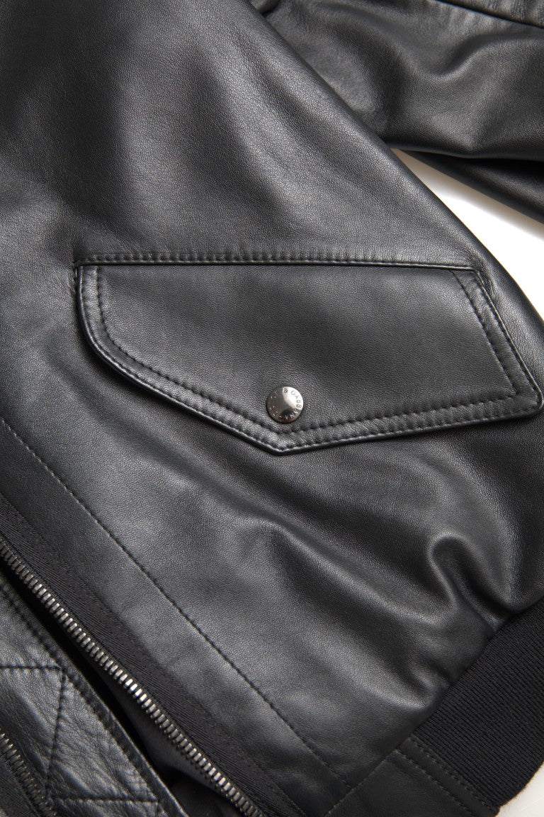 Dolce & Gabbana Black Leather Blouson Bomber Jacket with Full Zip-6