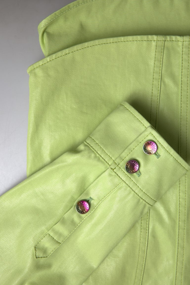 Camisa de algodón verde con botones y cuello de Dolce & Gabbana-3