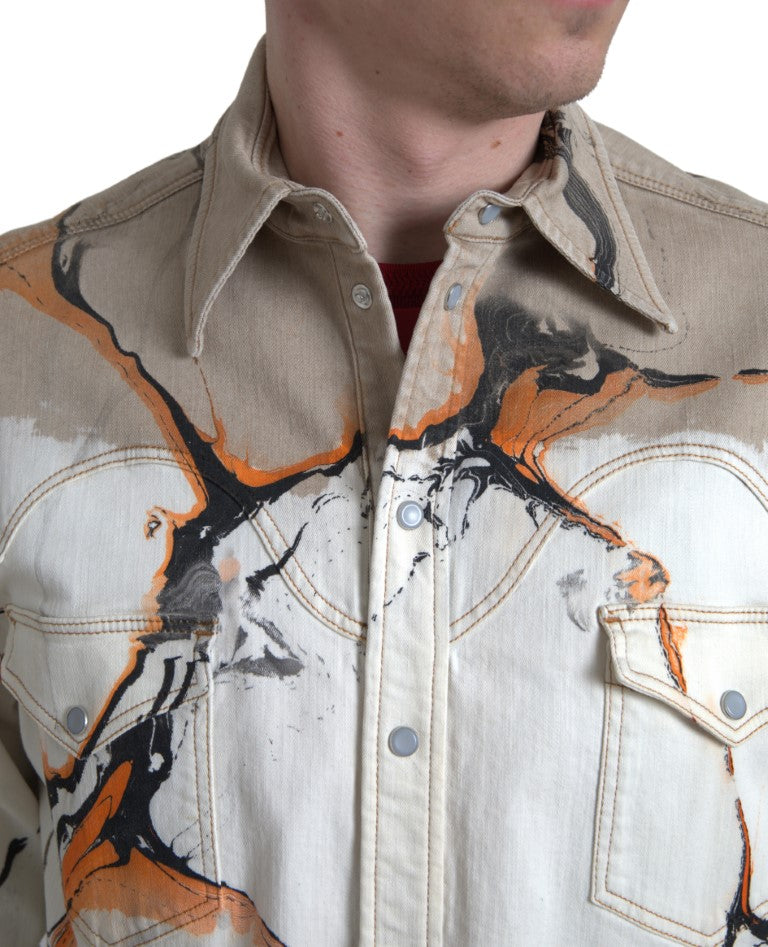 Dolce & Gabbana Multicolored denim shirt with cotton collar-3
