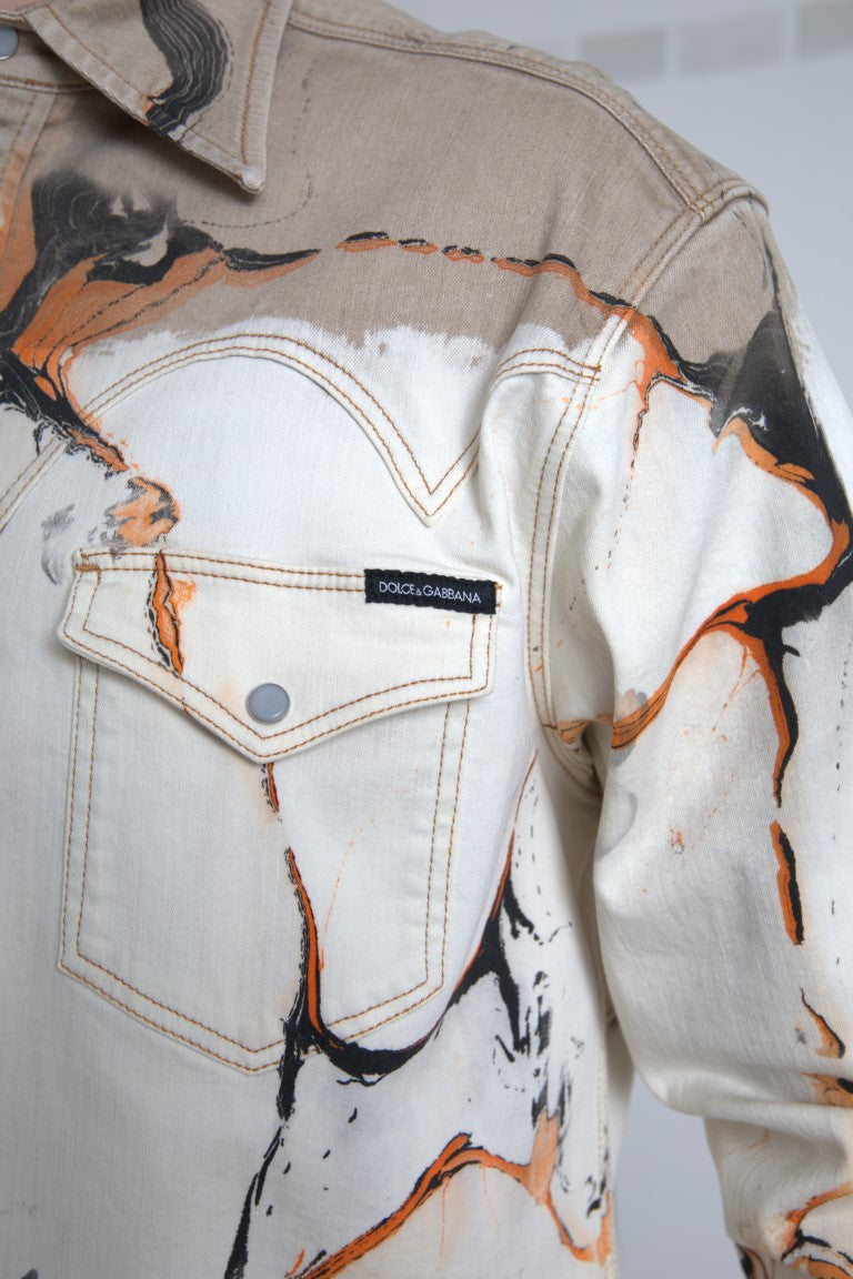 Dolce & Gabbana Multicolored denim shirt with cotton collar-4