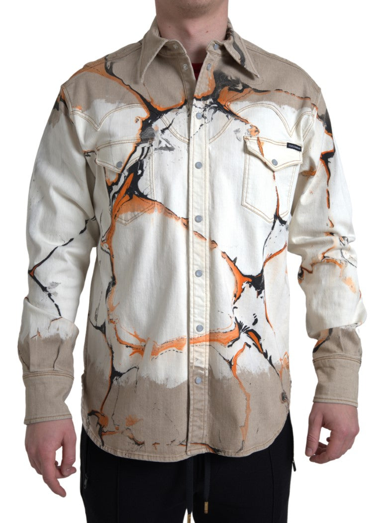 Dolce & Gabbana Multicolored denim shirt with cotton collar-1