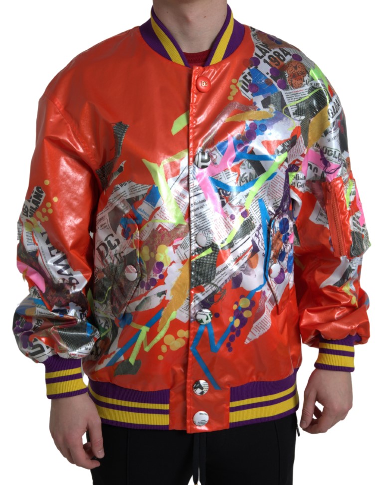 Dolce & Gabbana orange polyester blouson jacket with buttons