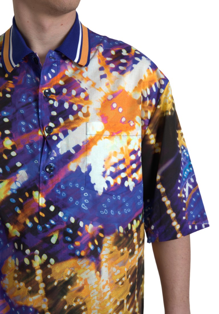 Dolce & Gabbana Luminaire Print Cotton Polo Top Men's Shirt-3