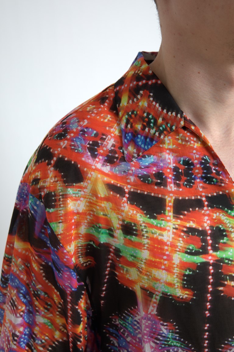 Dolce & Gabbana Multicolor Luminarie Print Men's Cotton Shirt-2