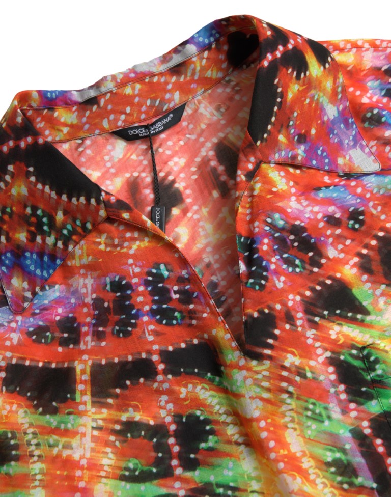 Dolce & Gabbana Multicolor Luminarie Print Men's Cotton Shirt-4