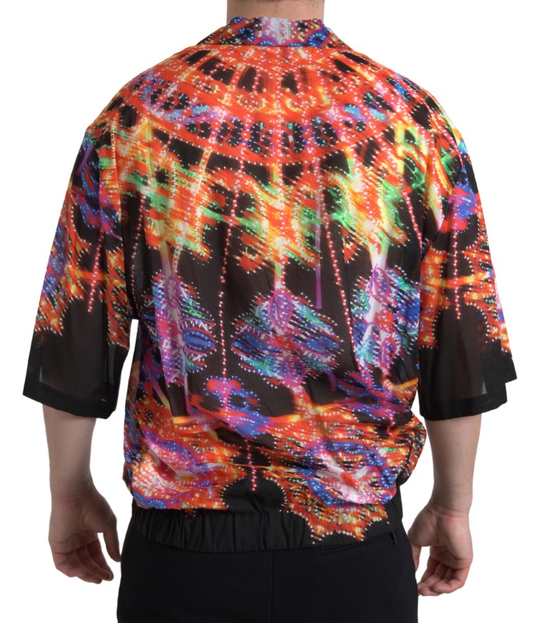 Dolce & Gabbana Multicolor Luminarie Print Men's Cotton Shirt-5