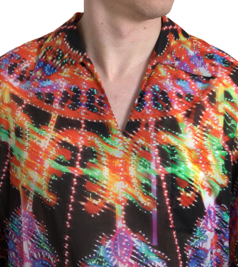Dolce & Gabbana Multicolor Luminarie Print Men's Cotton Shirt-6