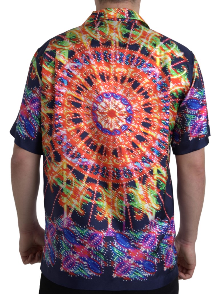 Dolce & Gabbana Multicolor Luminarie Print Herren Hemd Seide-2