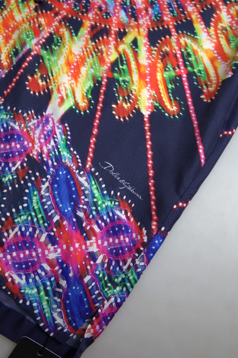 Dolce & Gabbana Multicolor Luminarie Print Herren Hemd Seide-7