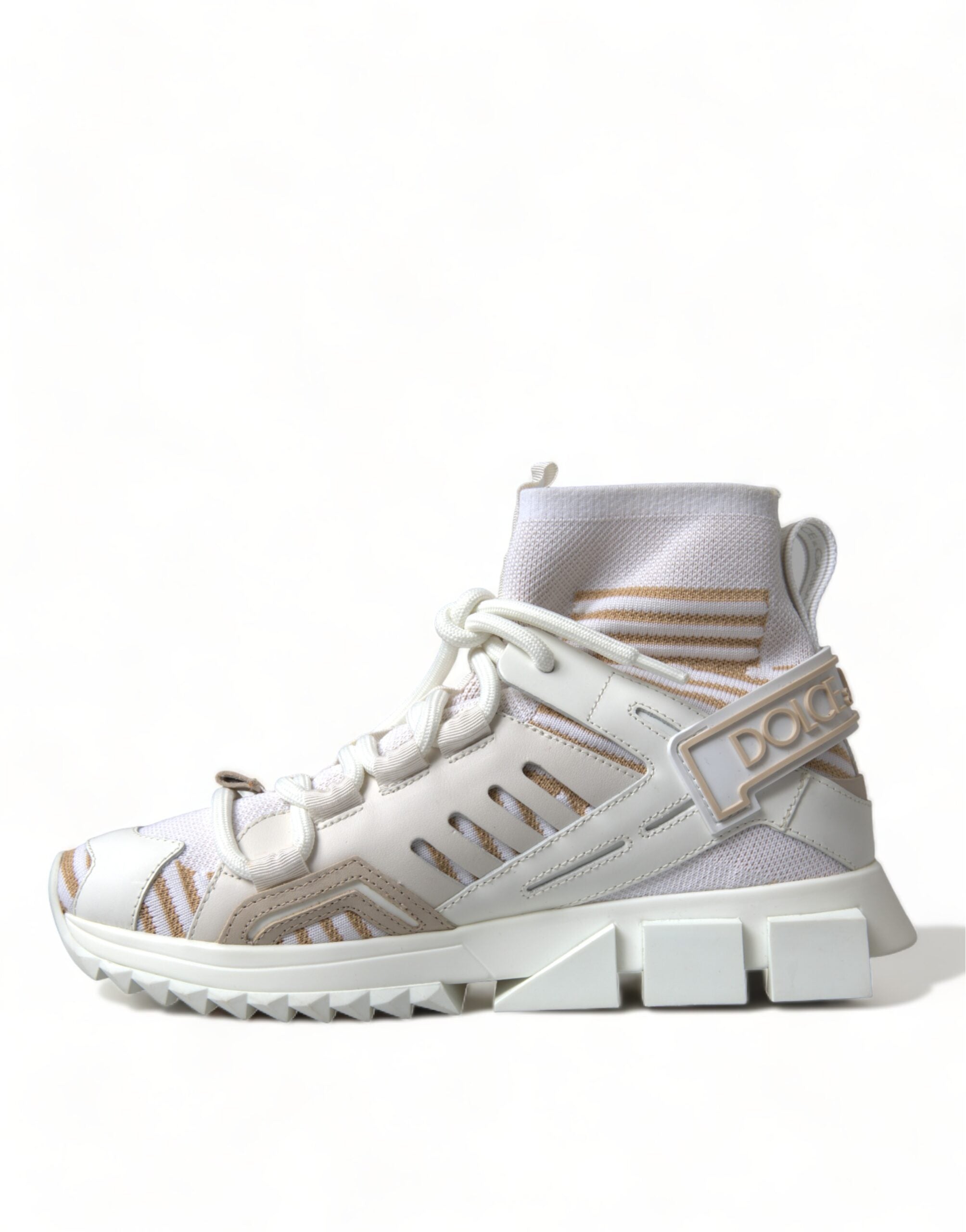 Dolce & Gabbana Weiß Beige Sorrento Socken Sneakers Schuhe-2