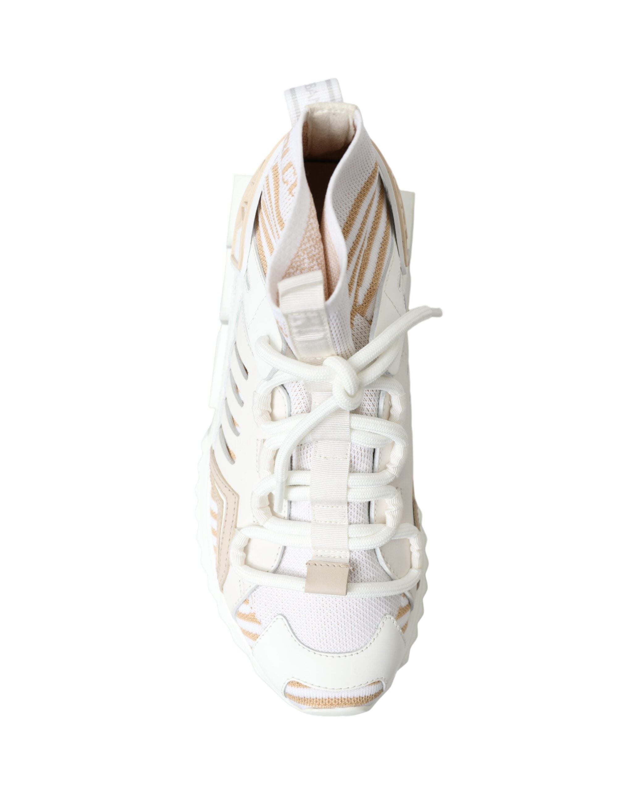 Dolce & Gabbana Weiß Beige Sorrento Socken Sneakers Schuhe-7