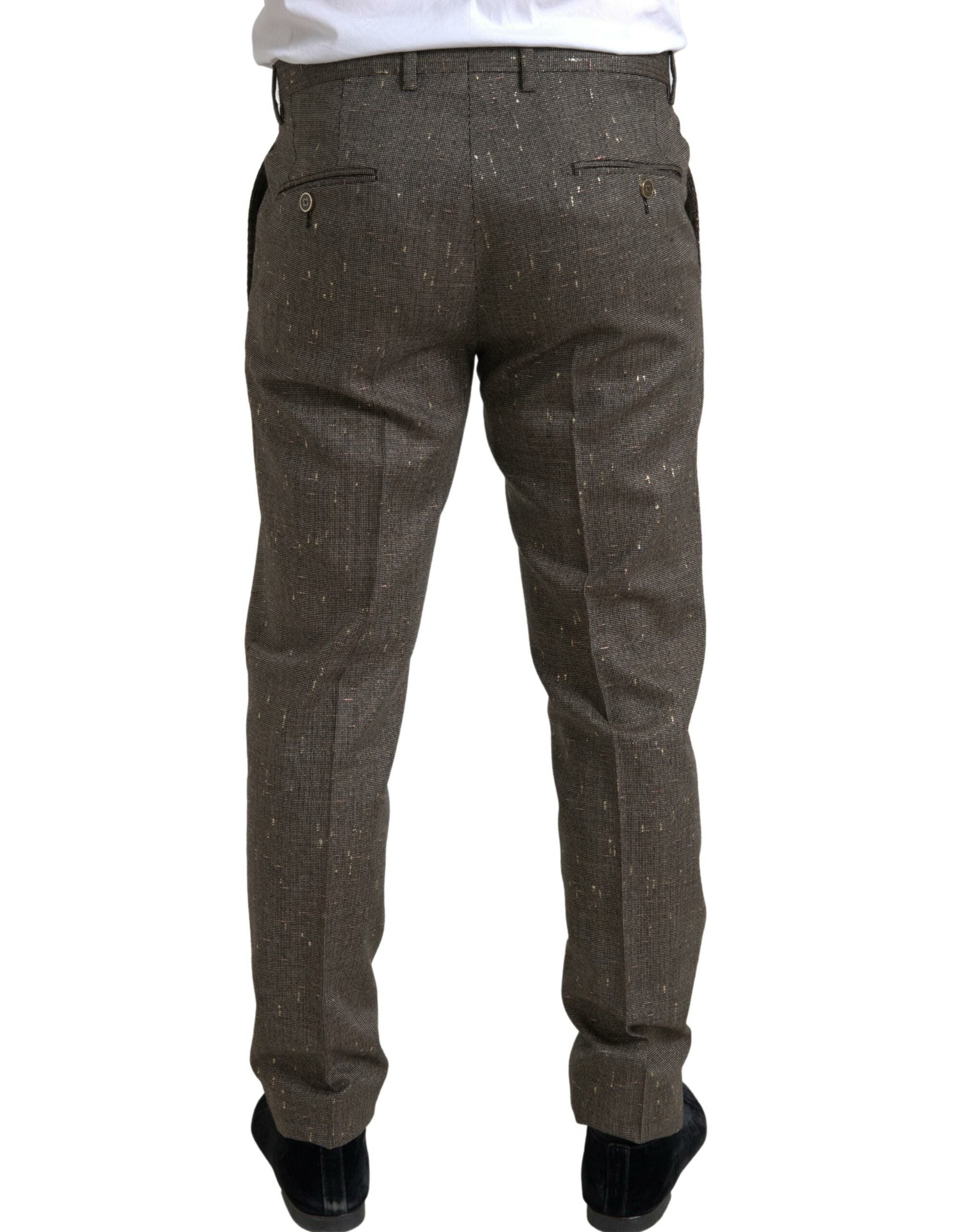 Dolce & Gabbana Brown Wool Dress Skinny Men's Trousers-2