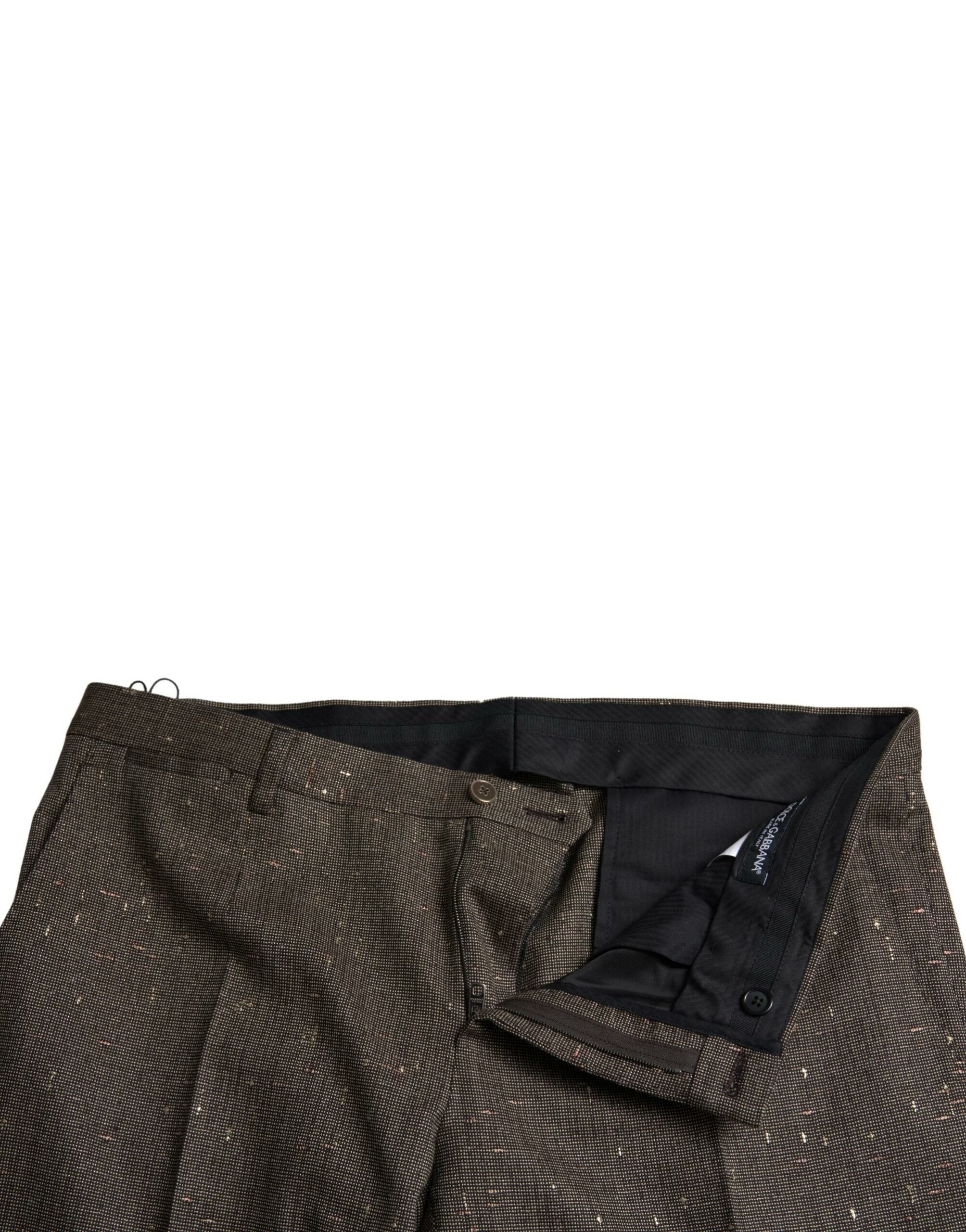Dolce & Gabbana Brown Wool Dress Skinny Men's Trousers-4