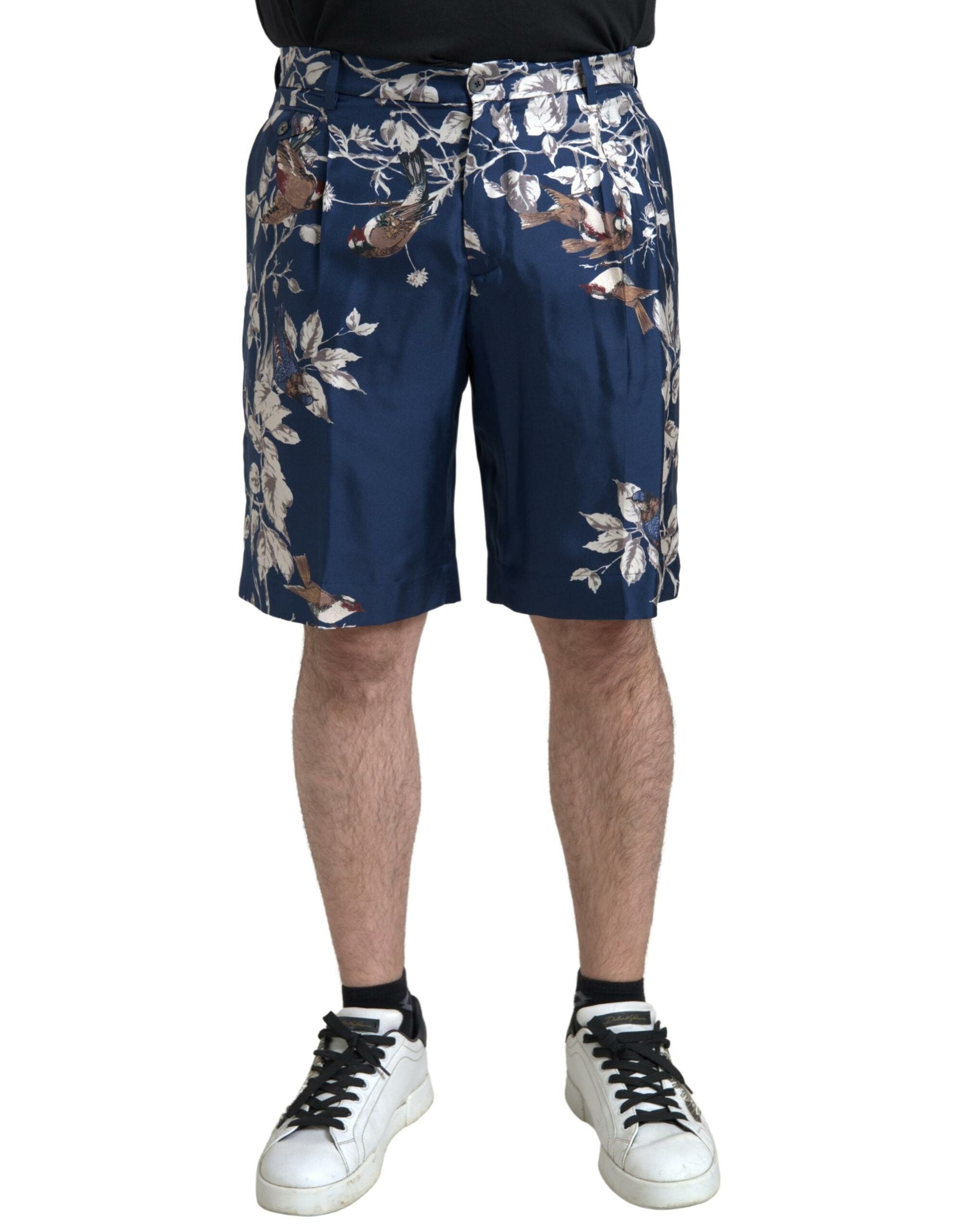 Dolce & Gabbana Blue Floral Print Silk Bermuda Shorts for Men-1