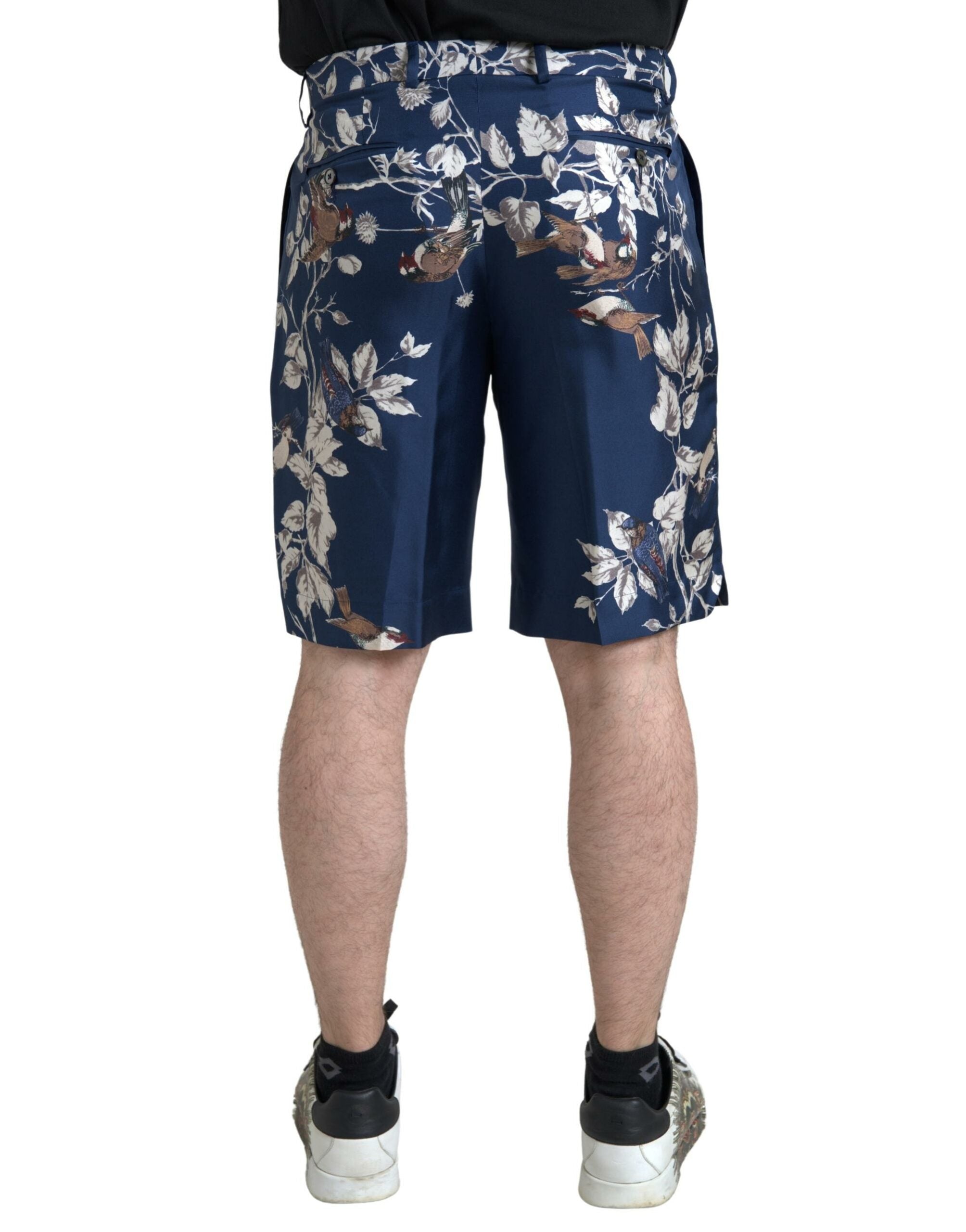 Dolce & Gabbana Blue Floral Print Silk Bermuda Shorts for Men-2