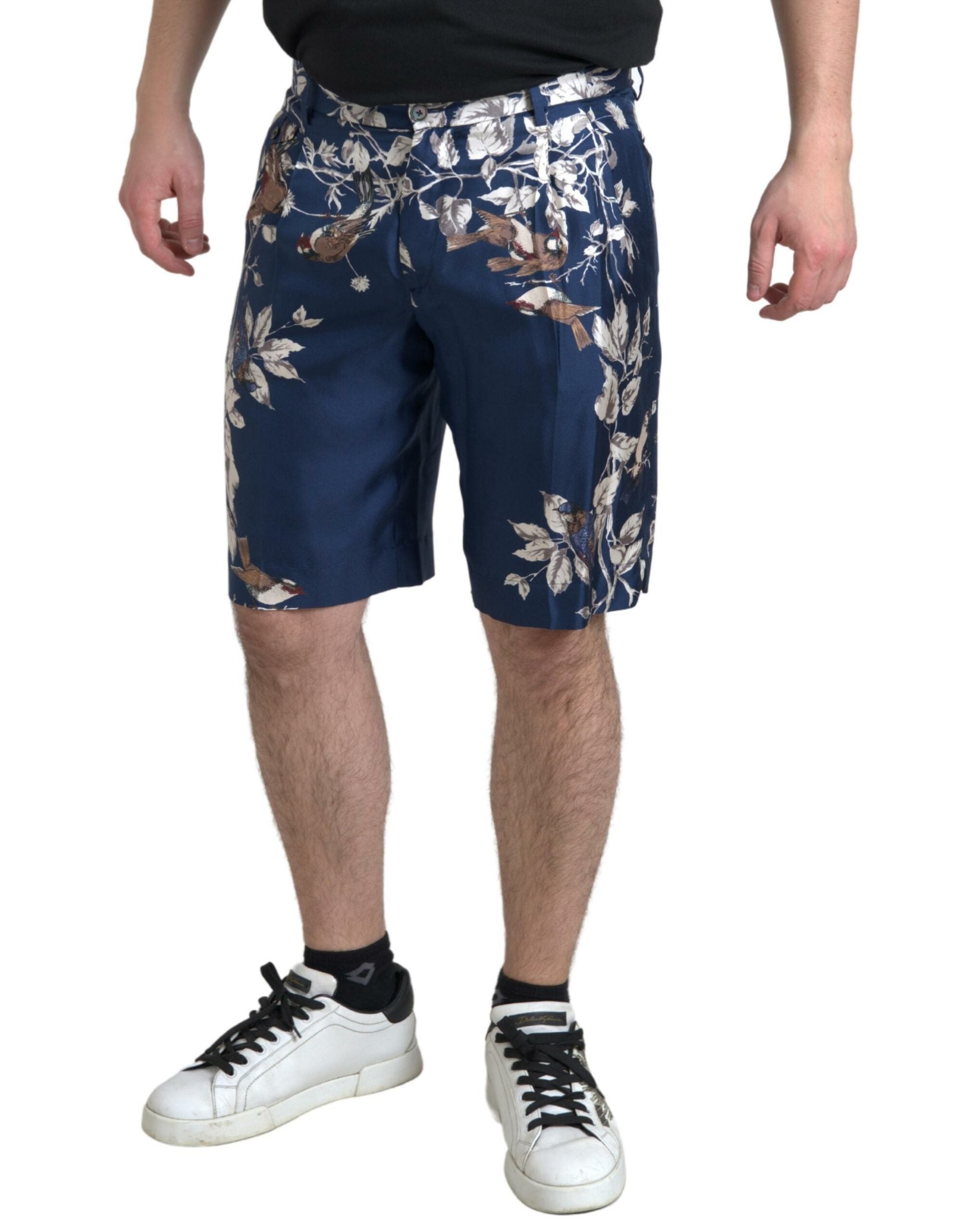 Dolce & Gabbana Blue Floral Print Silk Bermuda Shorts for Men-3