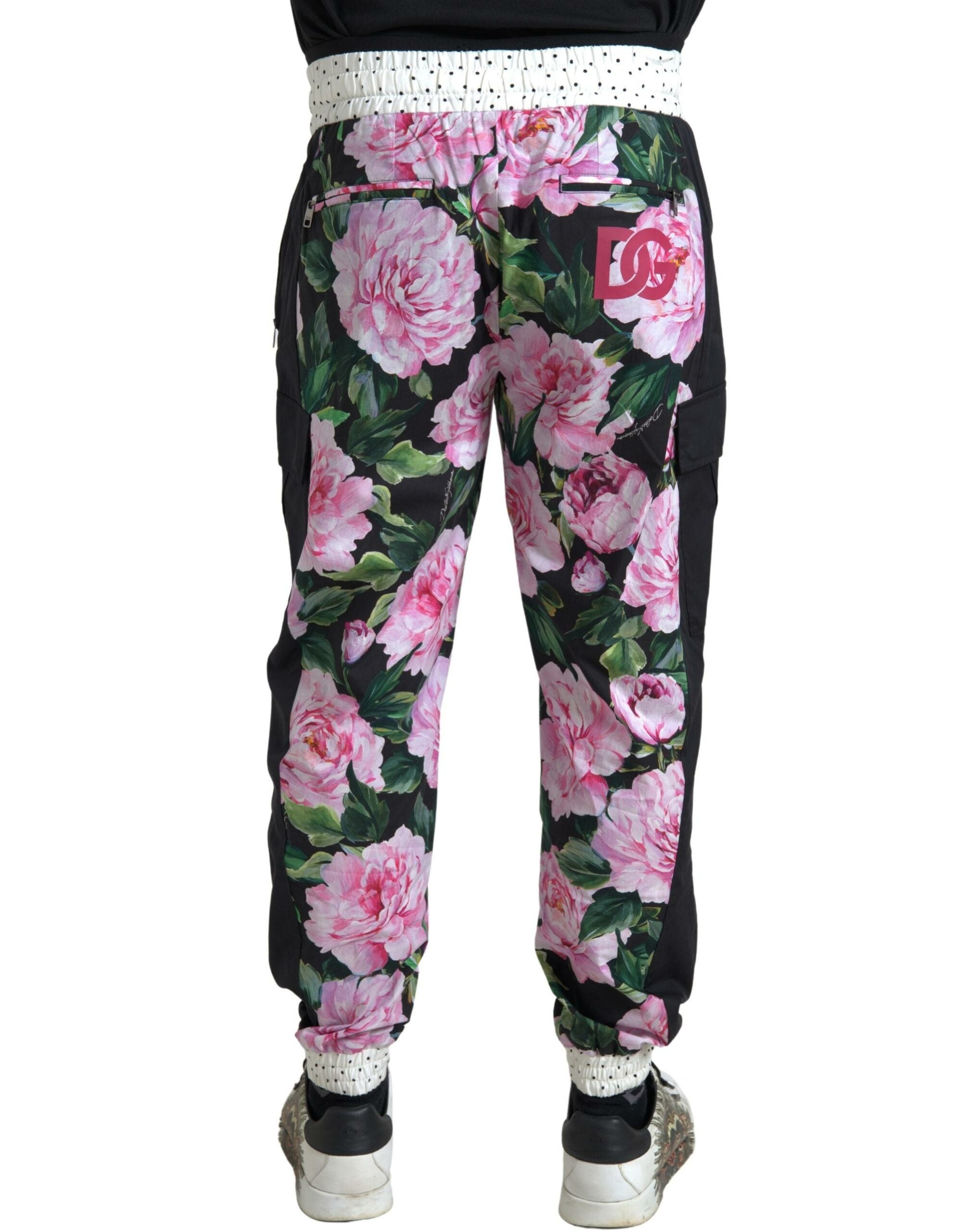 Dolce & Gabbana Multicolor Pfingstrose Jogger Baumwolle Männer Hosen-2