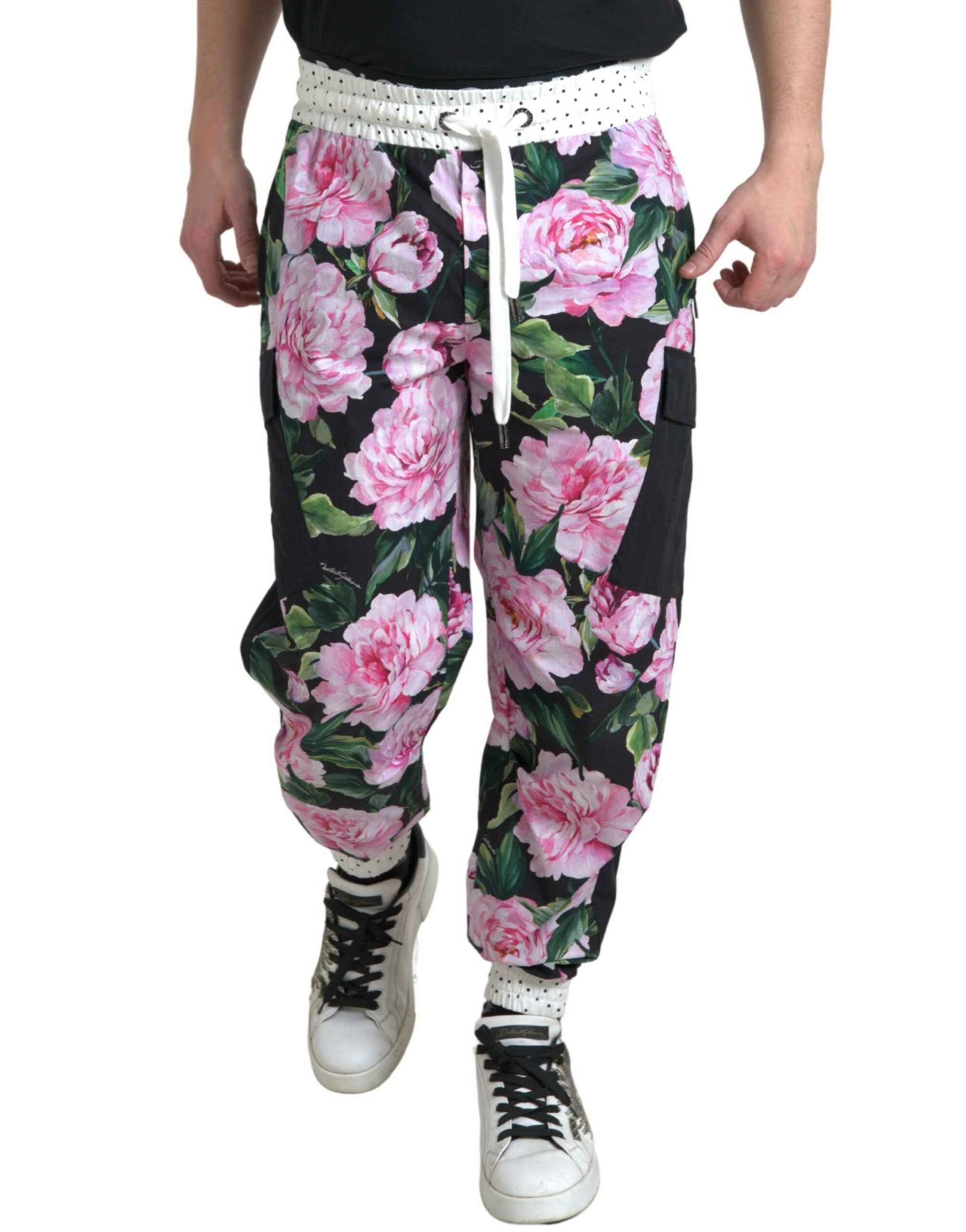 Dolce & Gabbana Multicolor Pfingstrose Jogger Baumwolle Männer Hosen-3