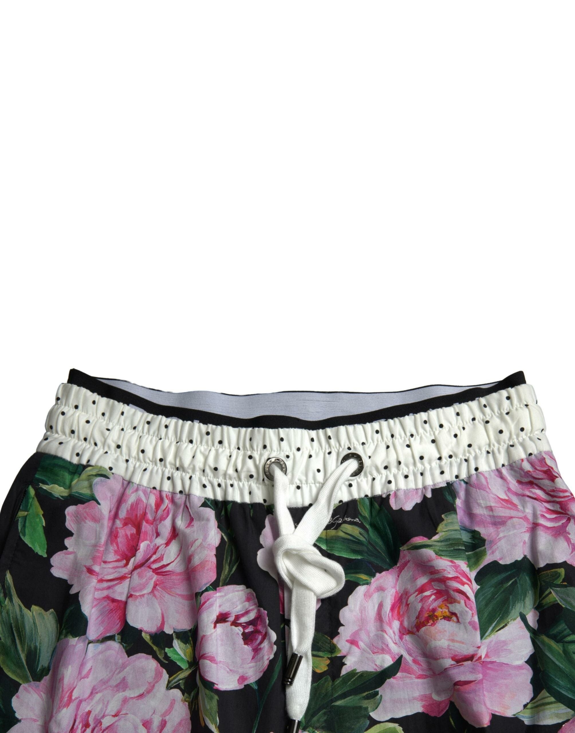 Dolce & Gabbana Multicolor Pfingstrose Jogger Baumwolle Männer Hosen-4