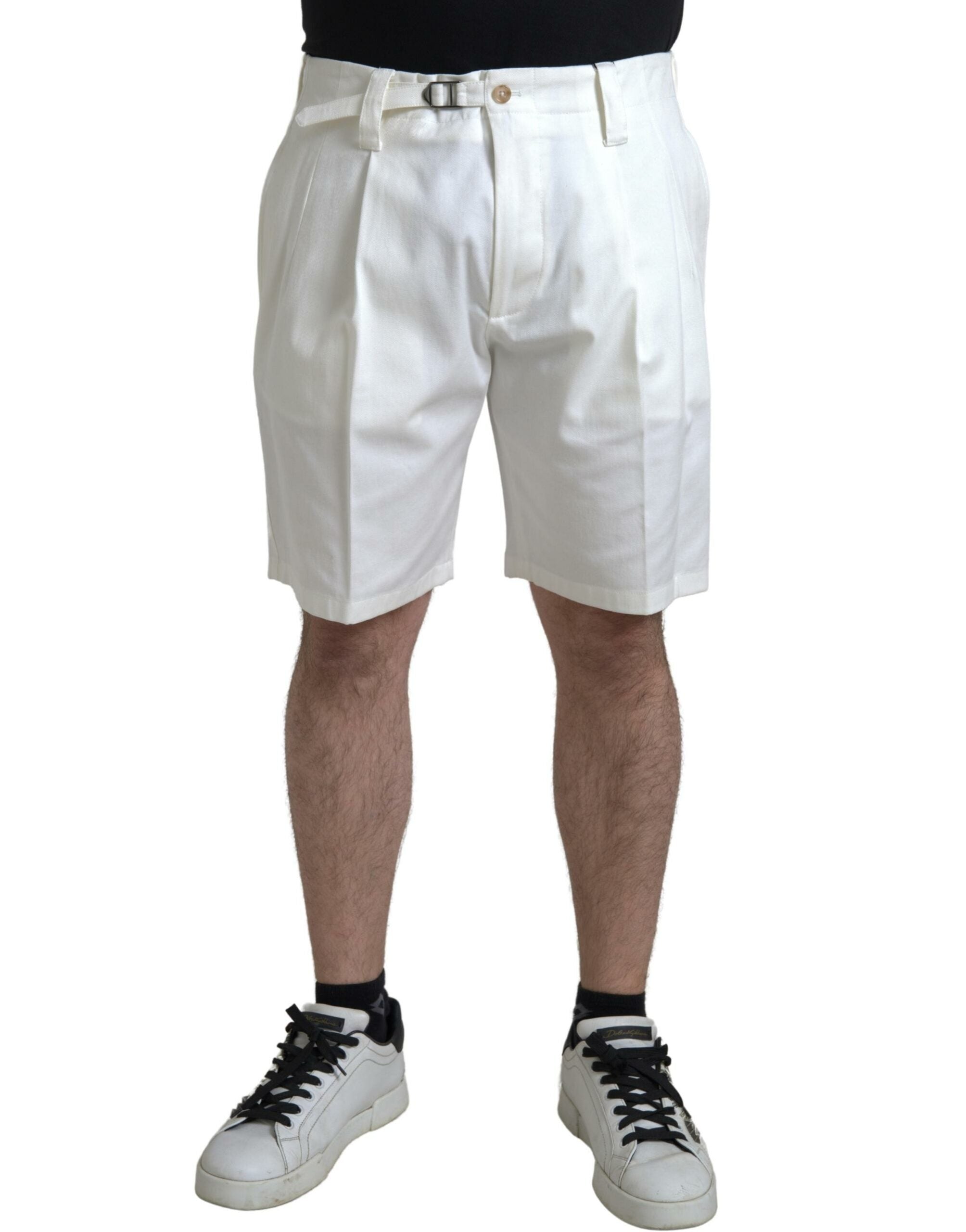 Dolce & Gabbana White Cotton Stretch Men's Bermuda Denim Shorts-1