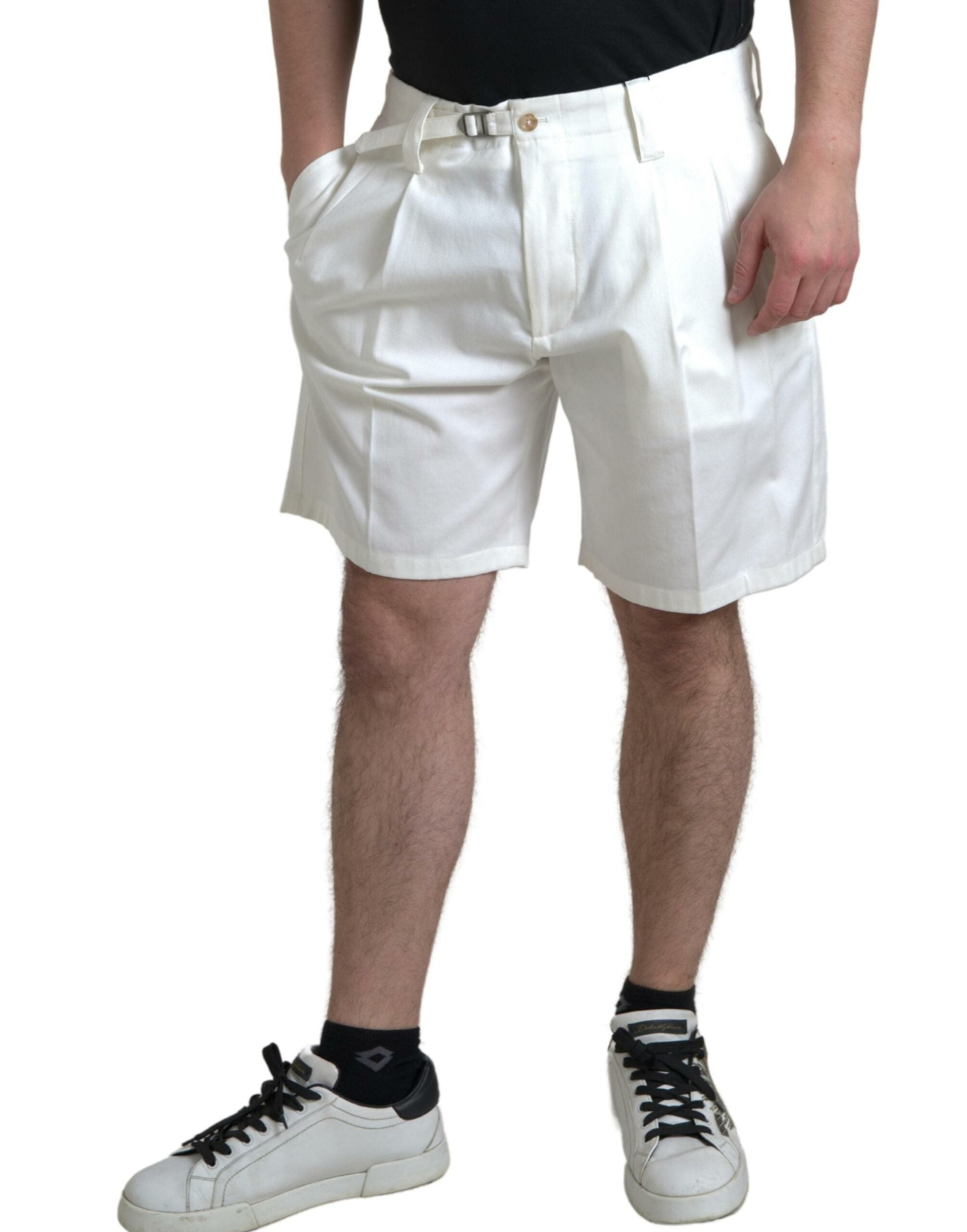 Dolce & Gabbana White Cotton Stretch Men's Bermuda Denim Shorts-3