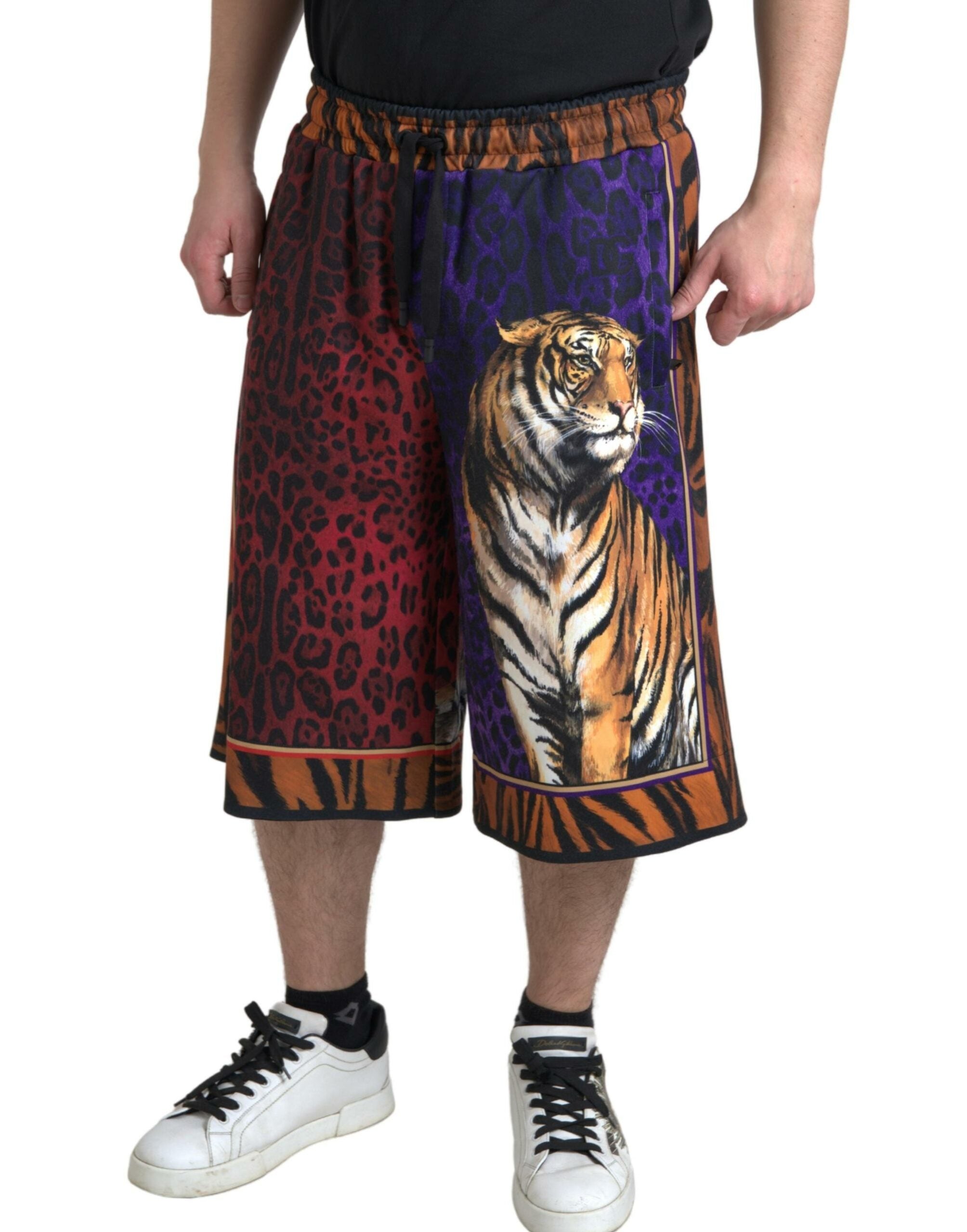 Dolce & Gabbana Multicolor Tiger Print Herren Bermudashorts-3