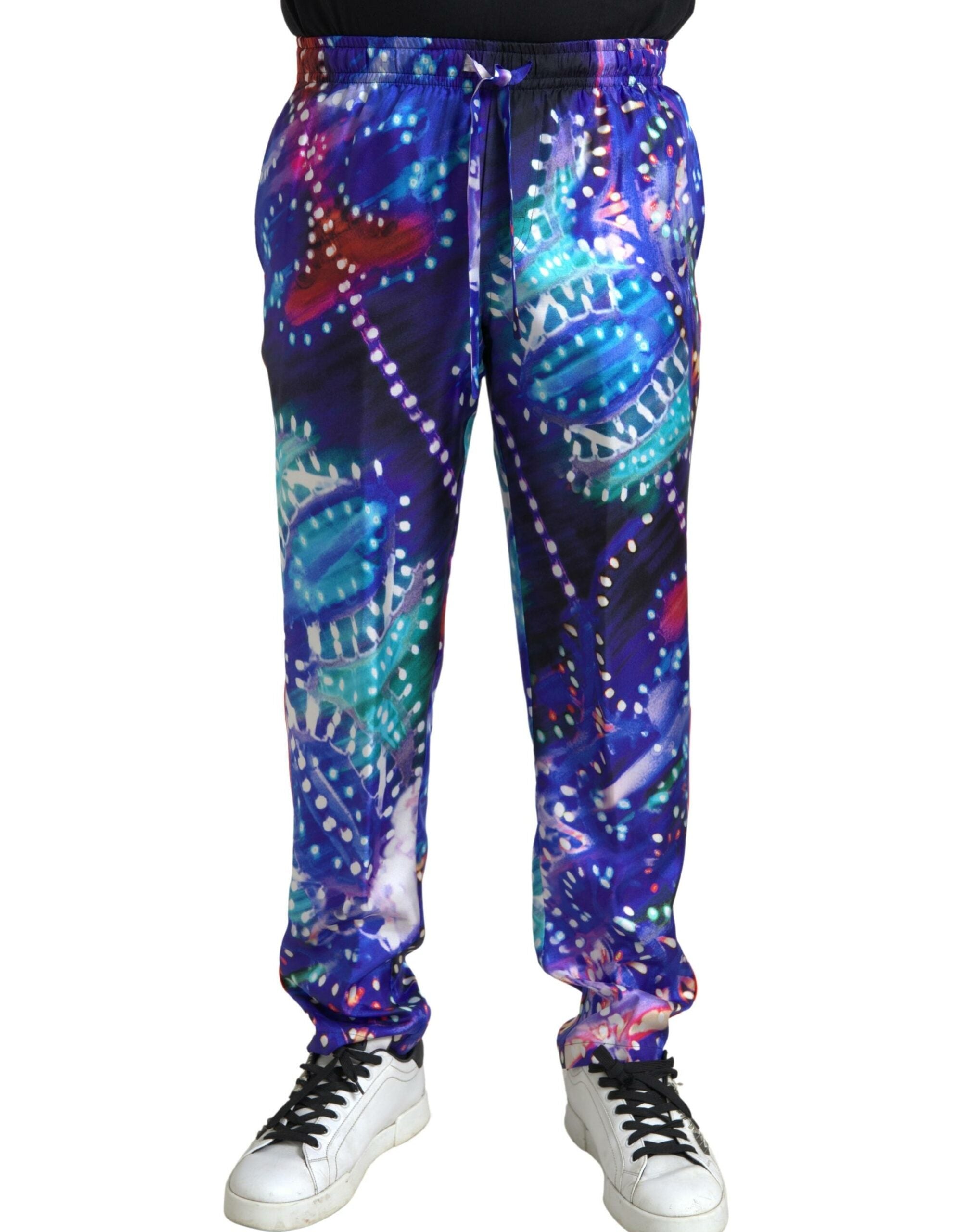 Pantalones de seda con estampado multicolor de Dolce & Gabbana para hombre-1