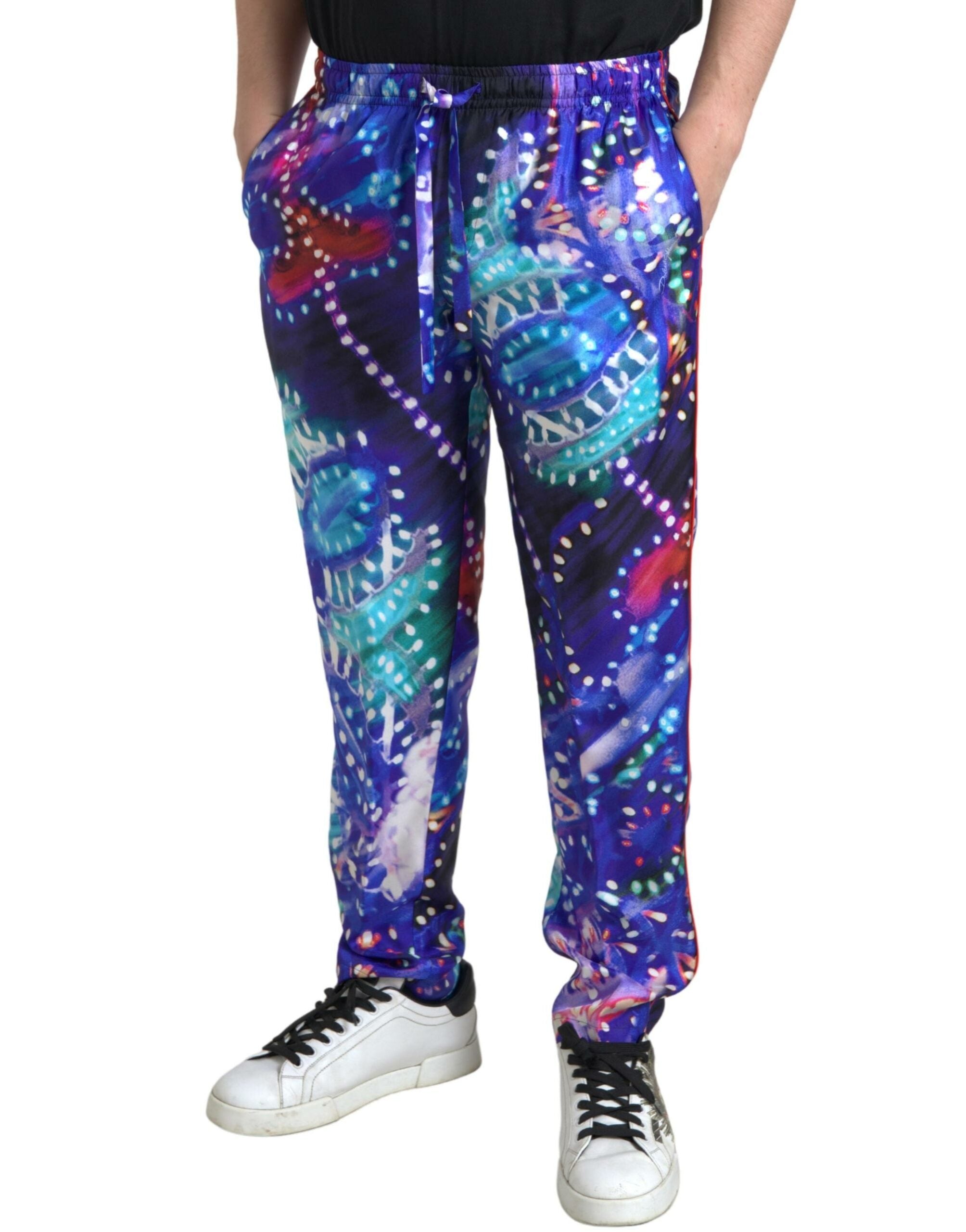 Pantalones de seda con estampado multicolor de Dolce & Gabbana para hombre-3