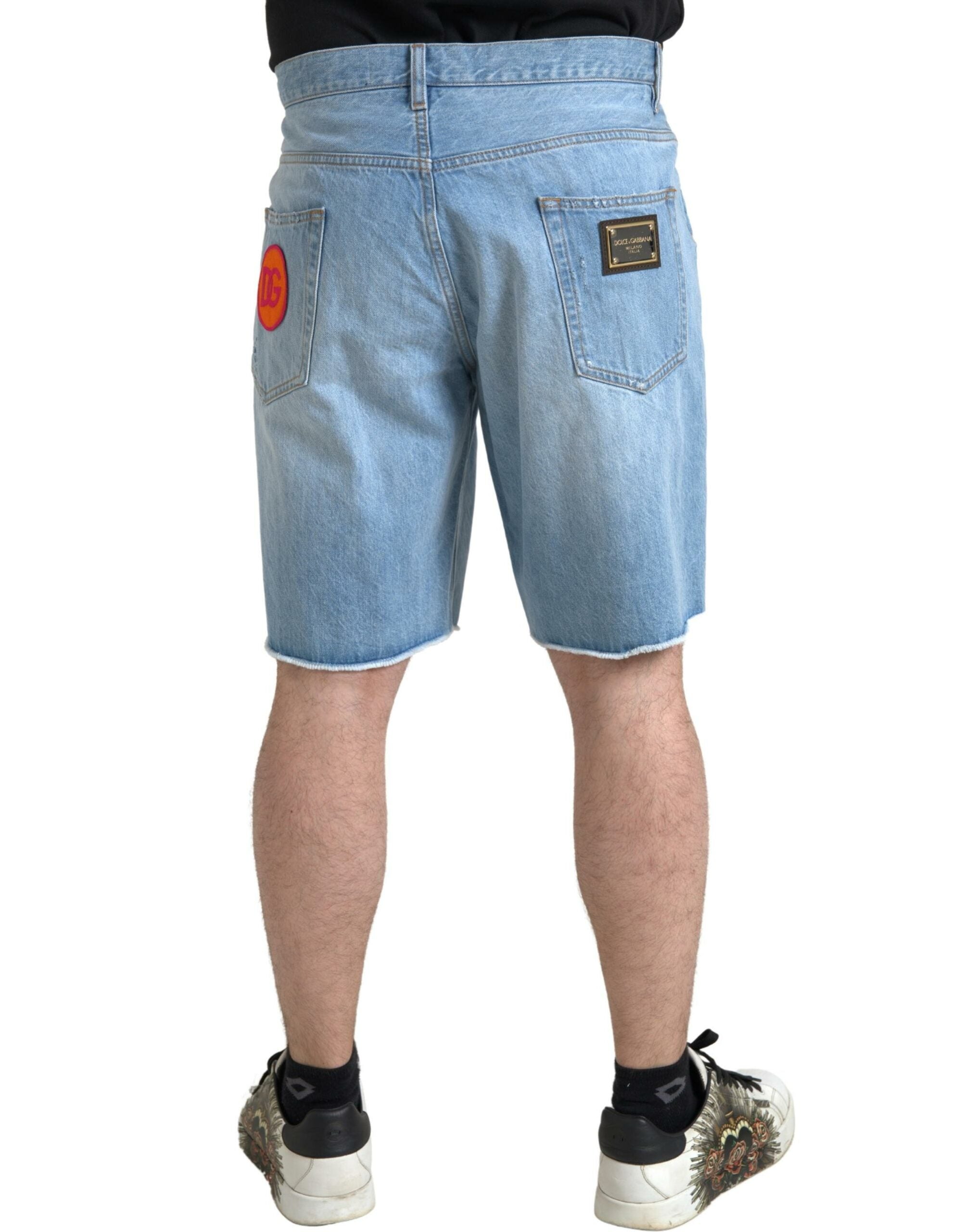 Dolce & Gabbana Light Blue Cotton Men's Bermuda Denim Shorts-2