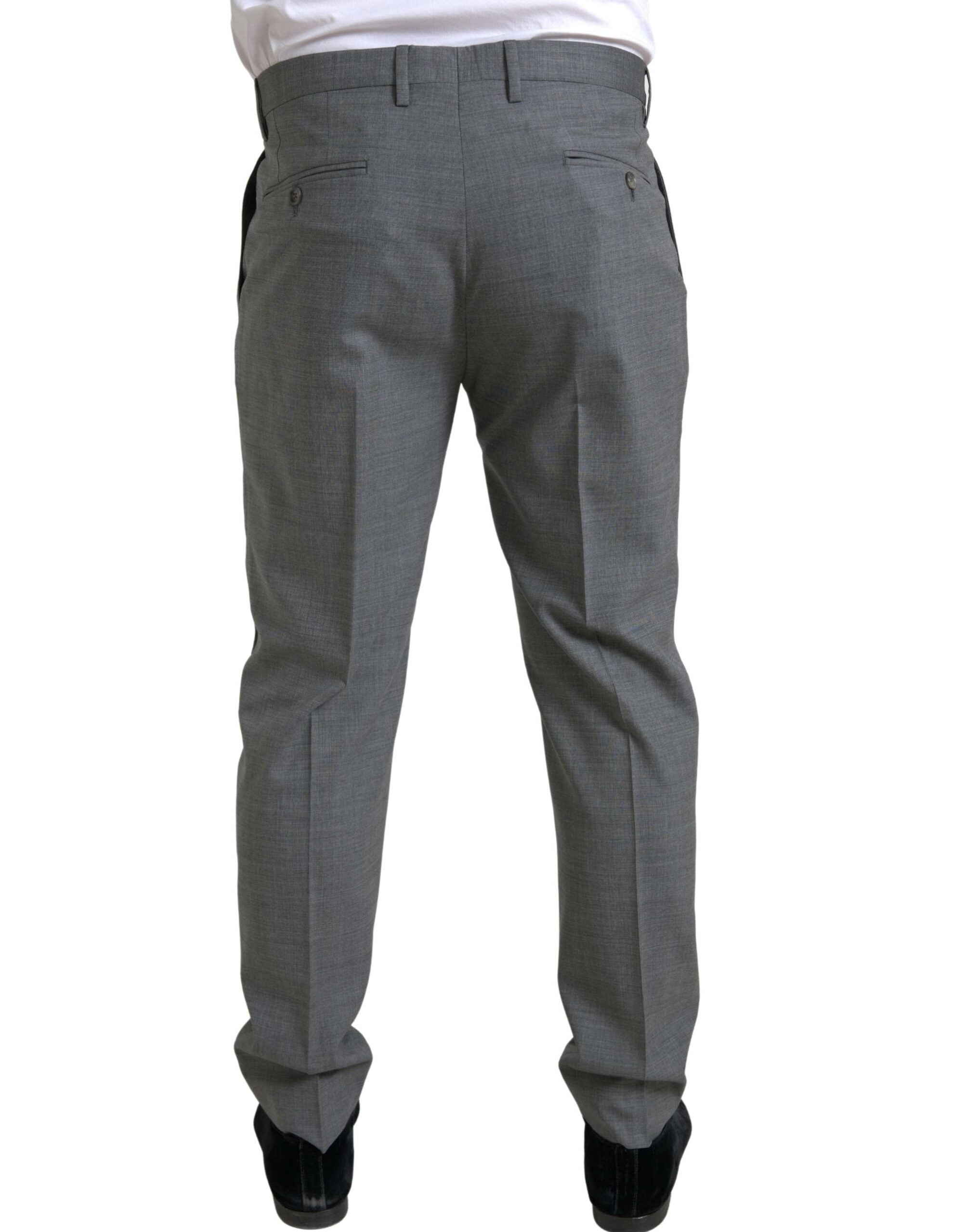 Dolce & Gabbana Grey Wool Chino Skinny Men's Dress Trousers Pants-2