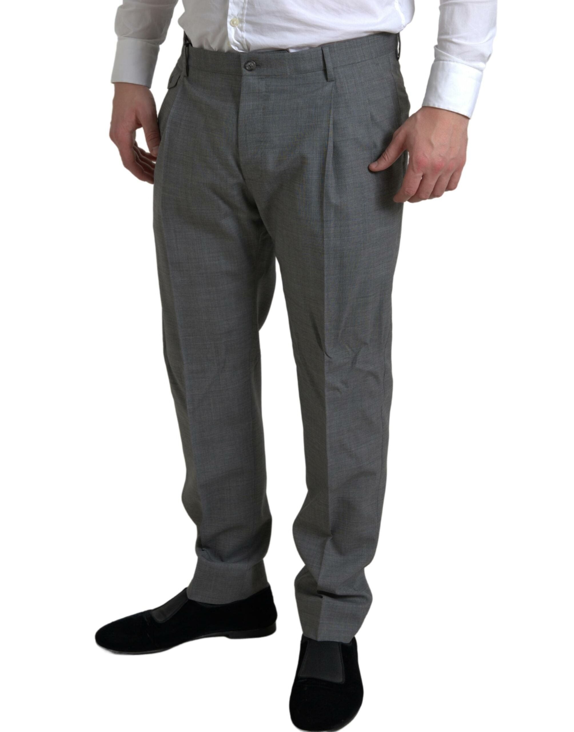 Dolce & Gabbana Grey Wool Chino Skinny Men's Dress Trousers Pants-3