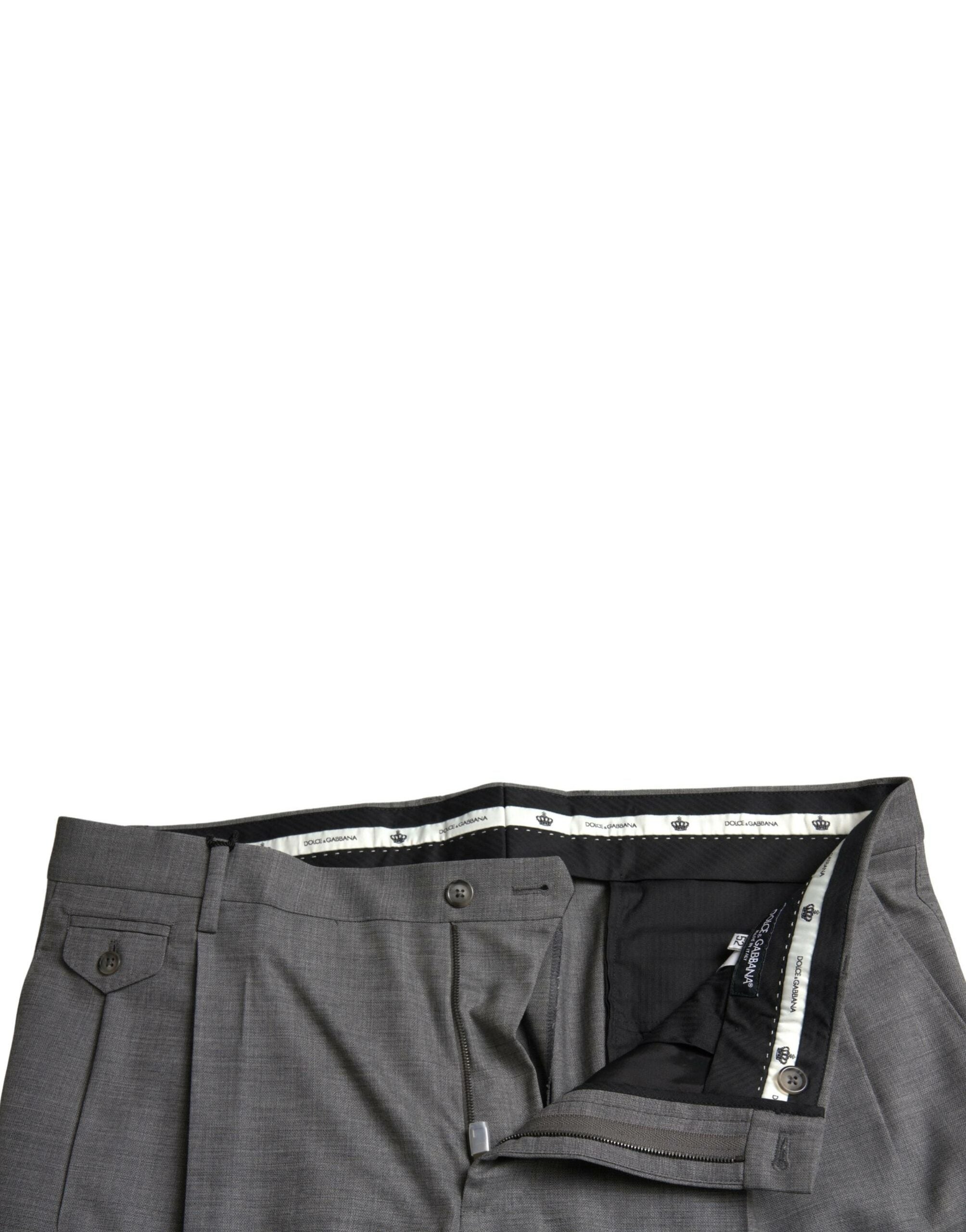 Dolce & Gabbana Grey Wool Chino Skinny Men's Dress Trousers Pants-4