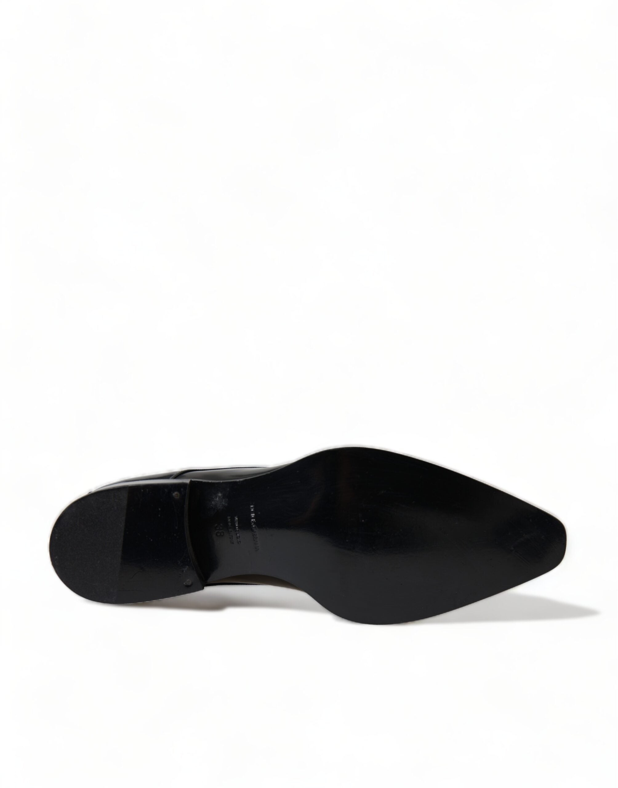 Dolce & Gabbana Black Leather Lace-Up Formal Flats Shoes-6
