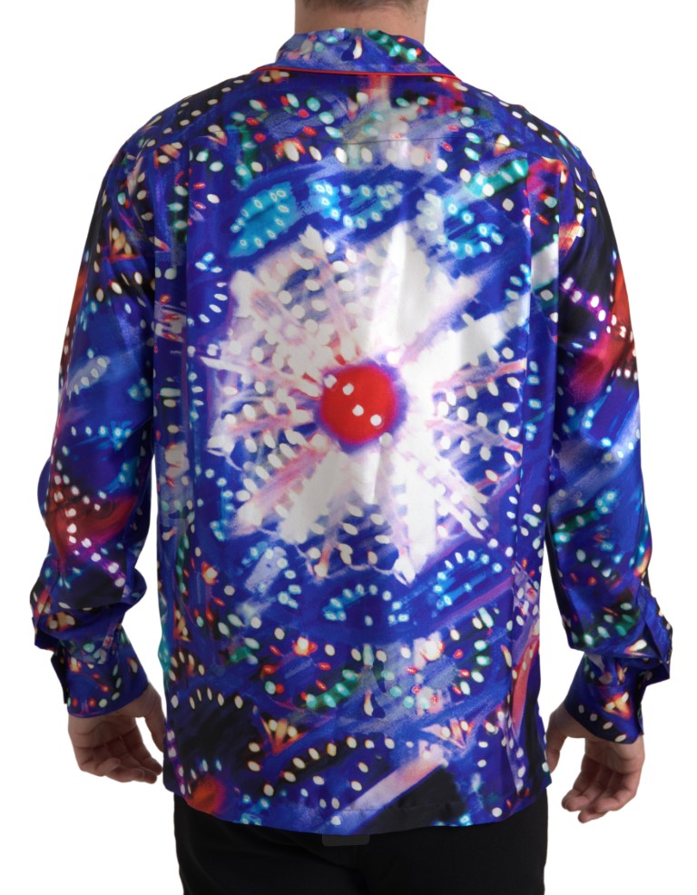 Dolce & Gabbana Multicolor Seide Psychedelic Druck Männer Pyjama Shirt-2