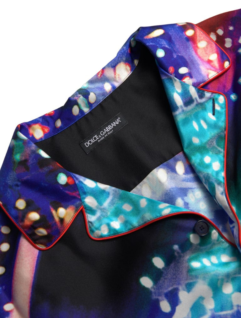 Dolce & Gabbana Multicolor Seide Psychedelic Druck Männer Pyjama Shirt-6