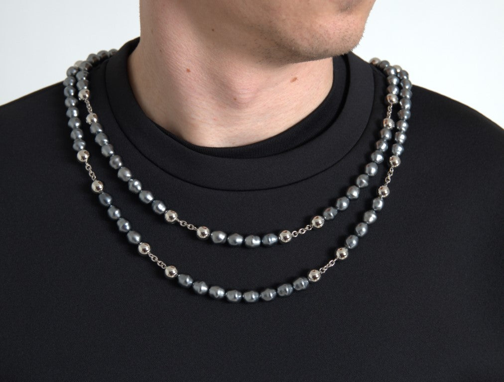 Dolce & Gabbana black polyester T-shirt with necklace embellishment-5