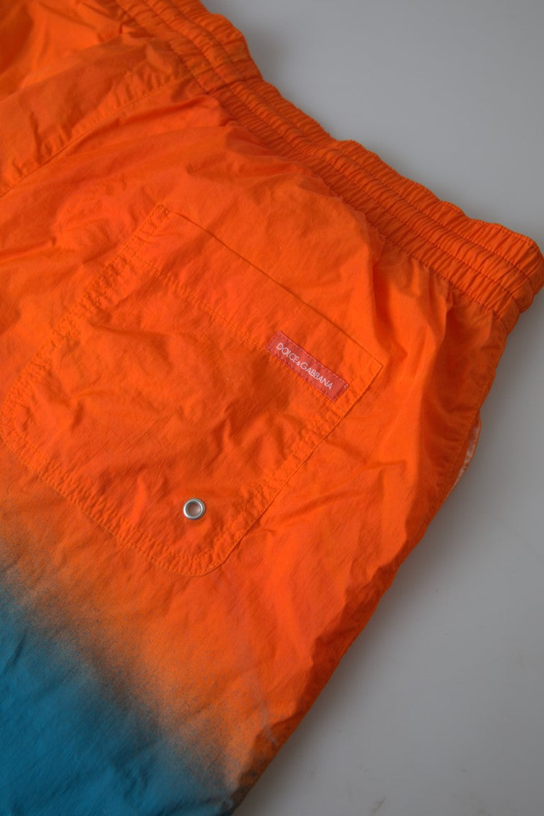 Dolce & Gabbana Orange Blue Gradient Beachwear Swim Trunks Shorts-2