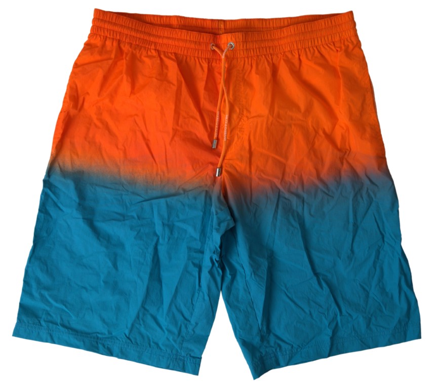 Dolce & Gabbana Orange Blue Gradient Beachwear Swim Trunks Shorts-1
