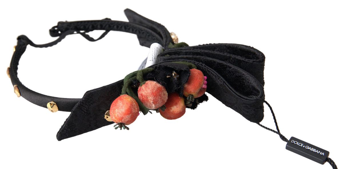 Dolce & Gabbana Black with multicolor fig fruit crystal tiara headband