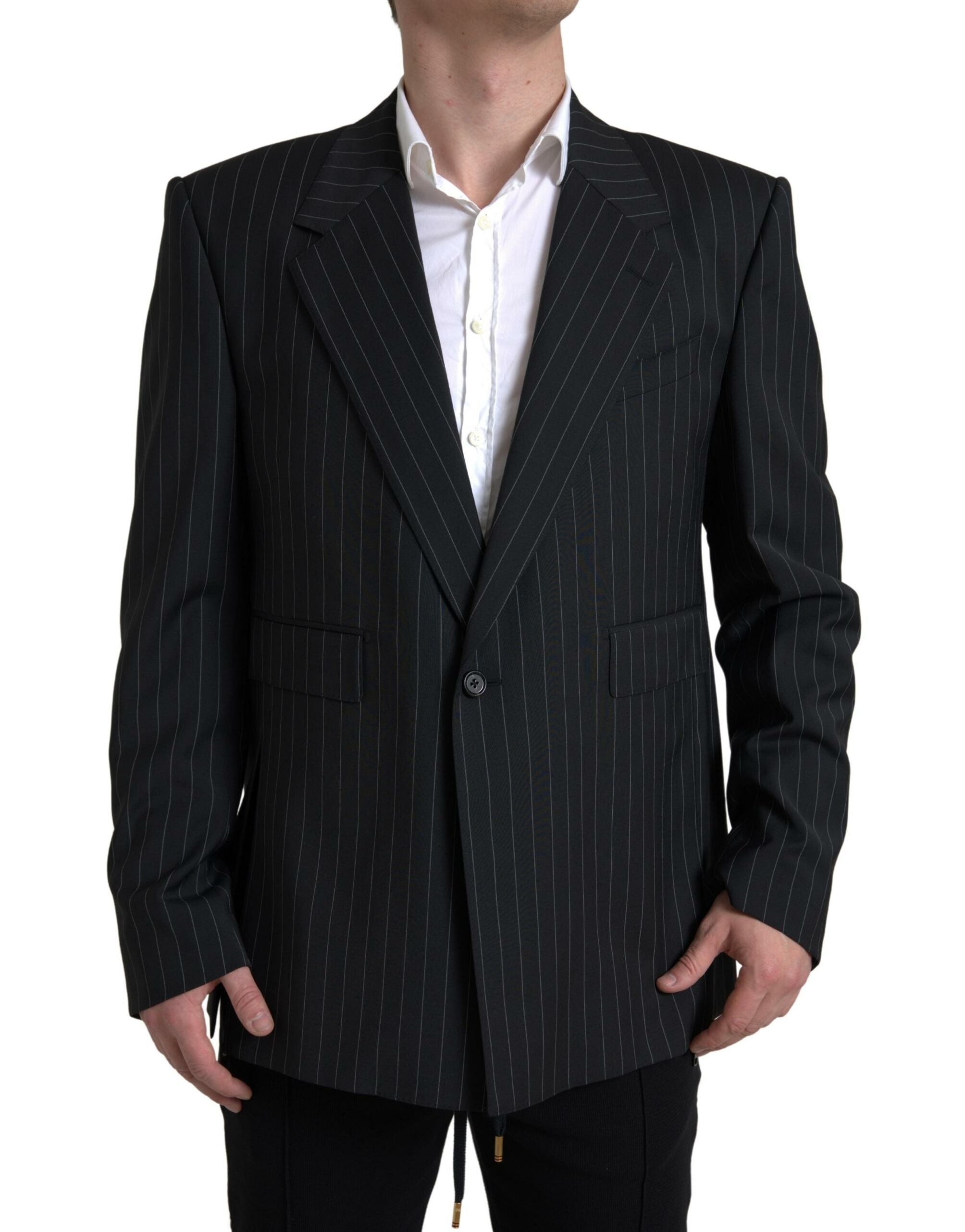Dolce & Gabbana black striped single-breasted SICILIA blazer-1
